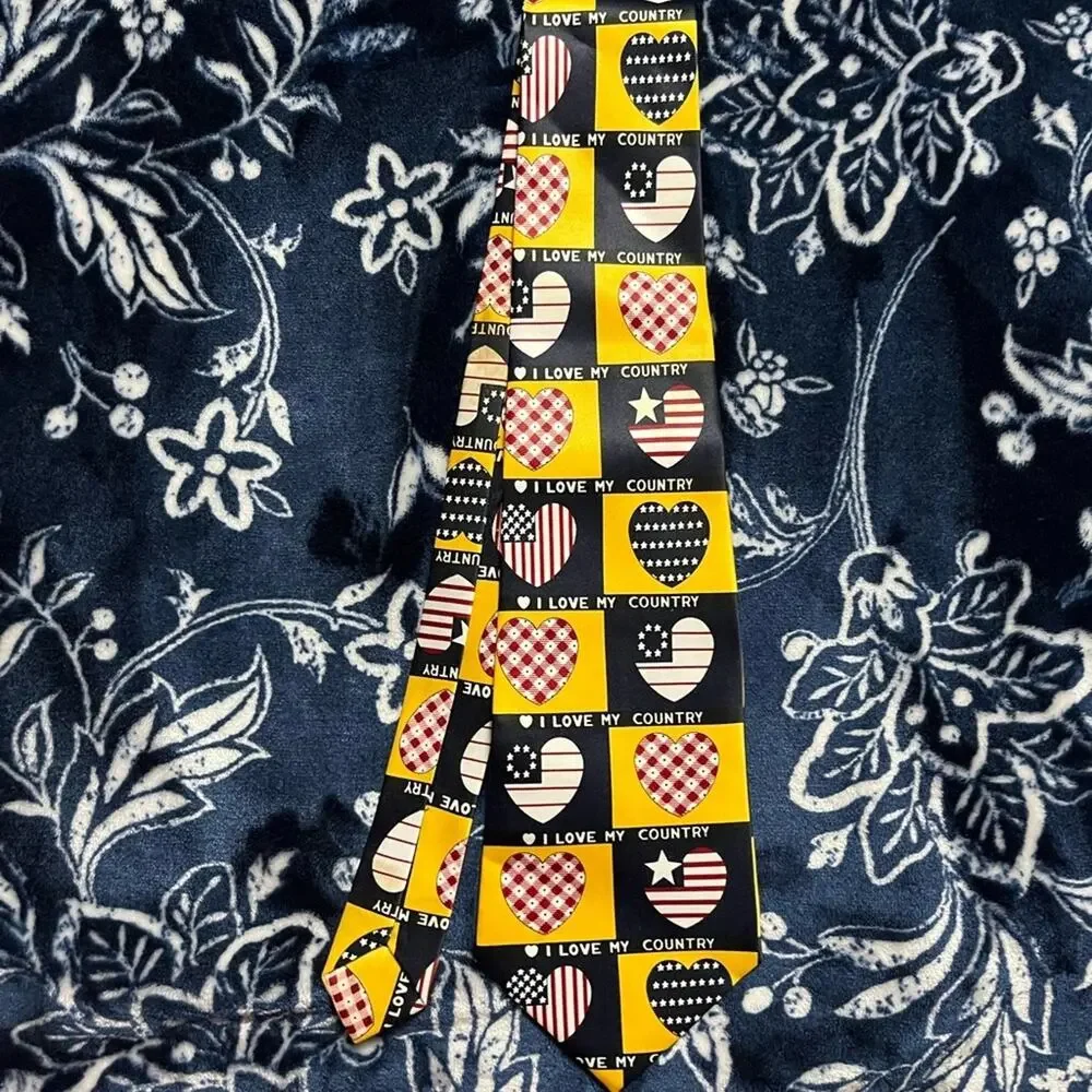 Vintage 90s Alvery Handmade “I Love My Country” Men’s Tie